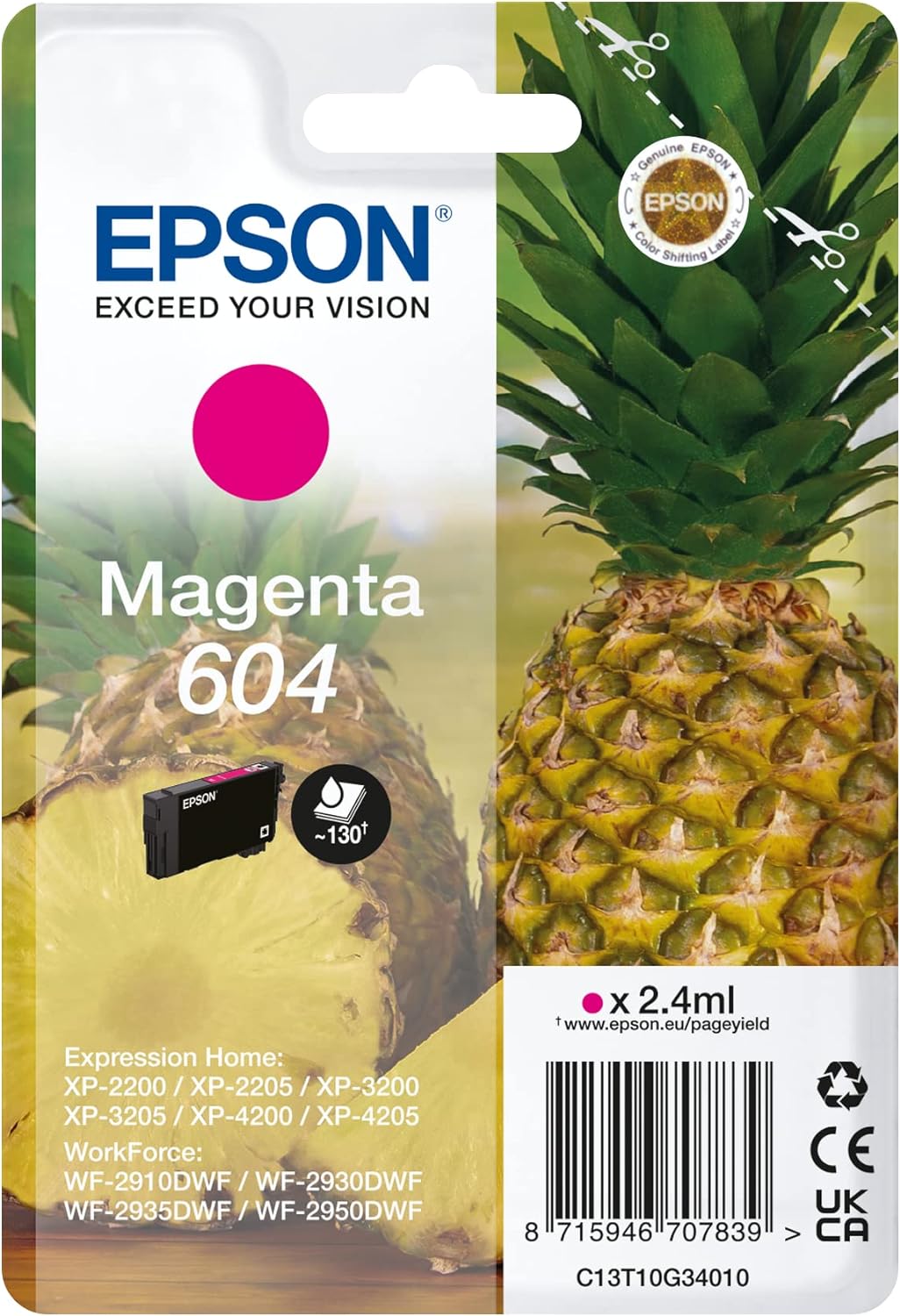 Epson 604 cartouche d'encre Magenta authentique C13T10G34010 (TVA incluse)