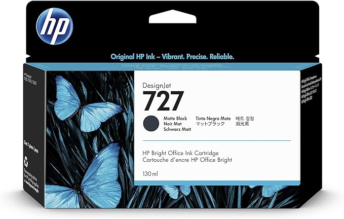 HP 727 cartouche d'encre Noir Mat authentique B3P22A (TVA incluse)