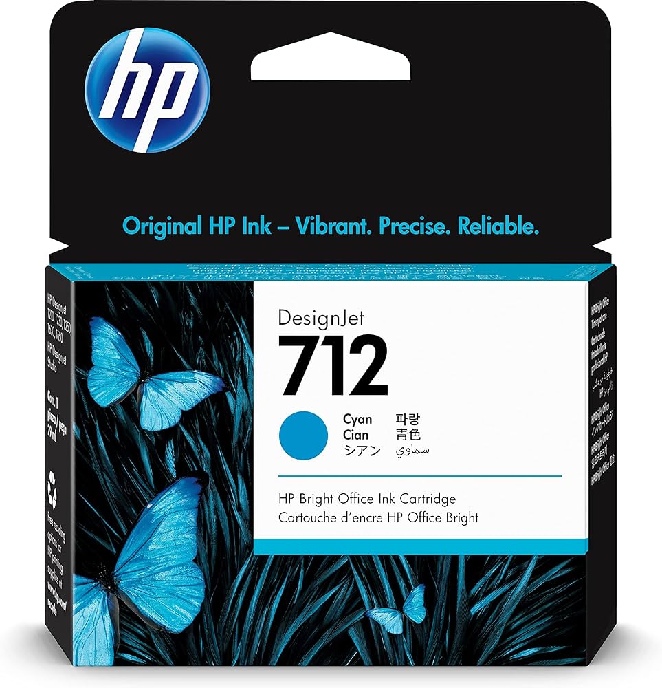 HP 712 cartouche d'encre Cyan authentique 3ED67A (TVA incluse)