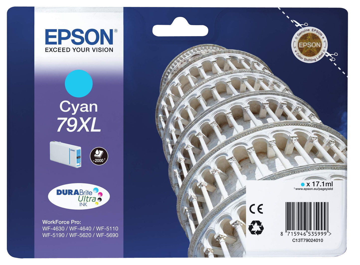 Epson 79XL cartouche d'encre Cyan authentique C13T79024010 (TVA incluse)