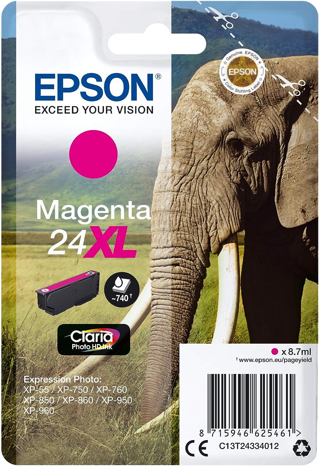 Epson 24XL cartouche d'encre Magenta authentique haute capacité C13T24334012 (TVA incluse)