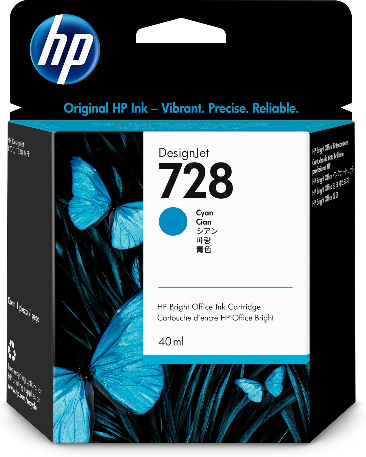 HP 728 cartouche d'encre Cyan authentique F9J63A (TVA incluse)