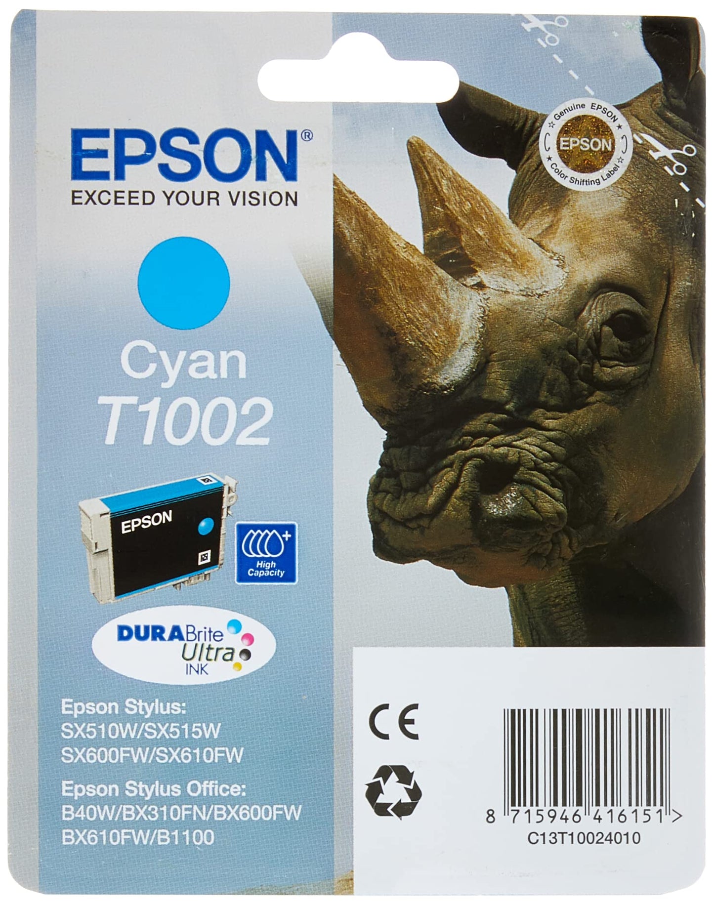 Epson T1002 cartouche d'encre Cyan authentique C13T10024010 (TVA incluse)