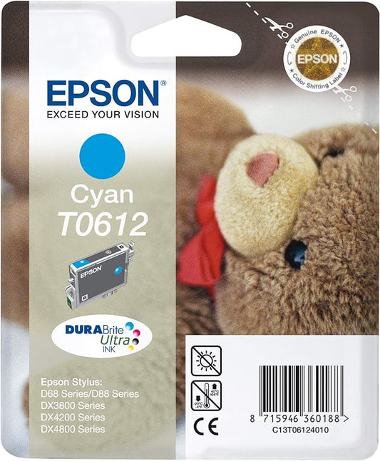 Epson T0612 cartouche d'encre Cyan authentique C13T06124010 (TVA incluse)