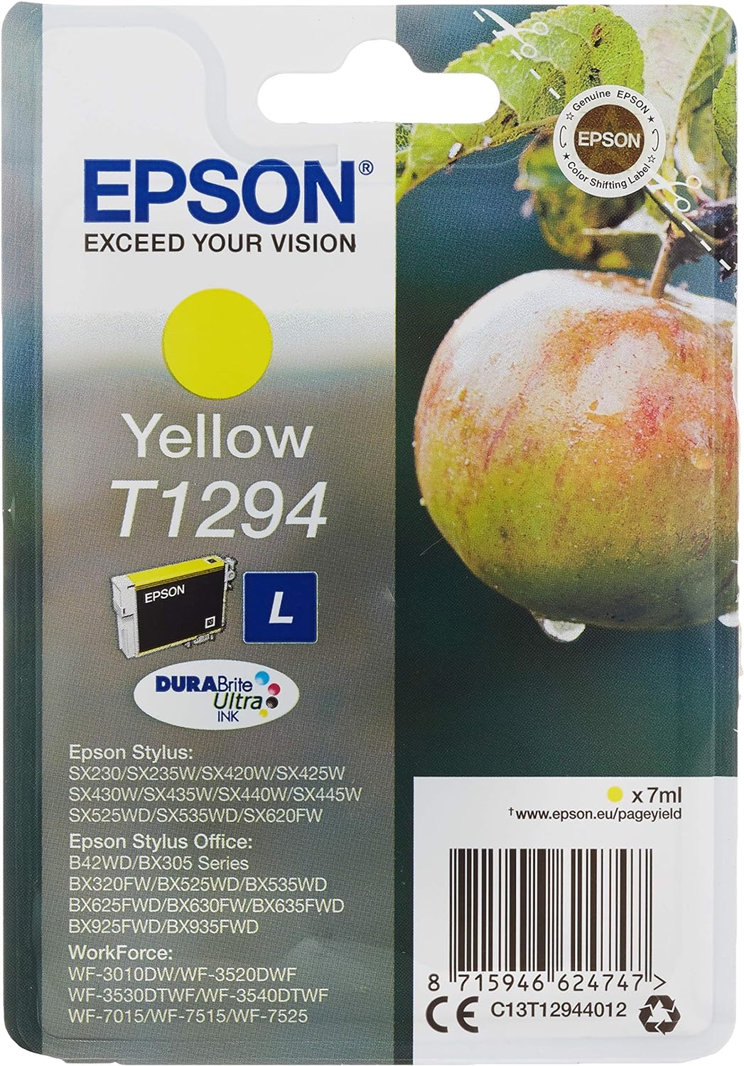 Epson T1294 cartouche d'encre Jaune authentique C13T12944012 (TVA incluse)