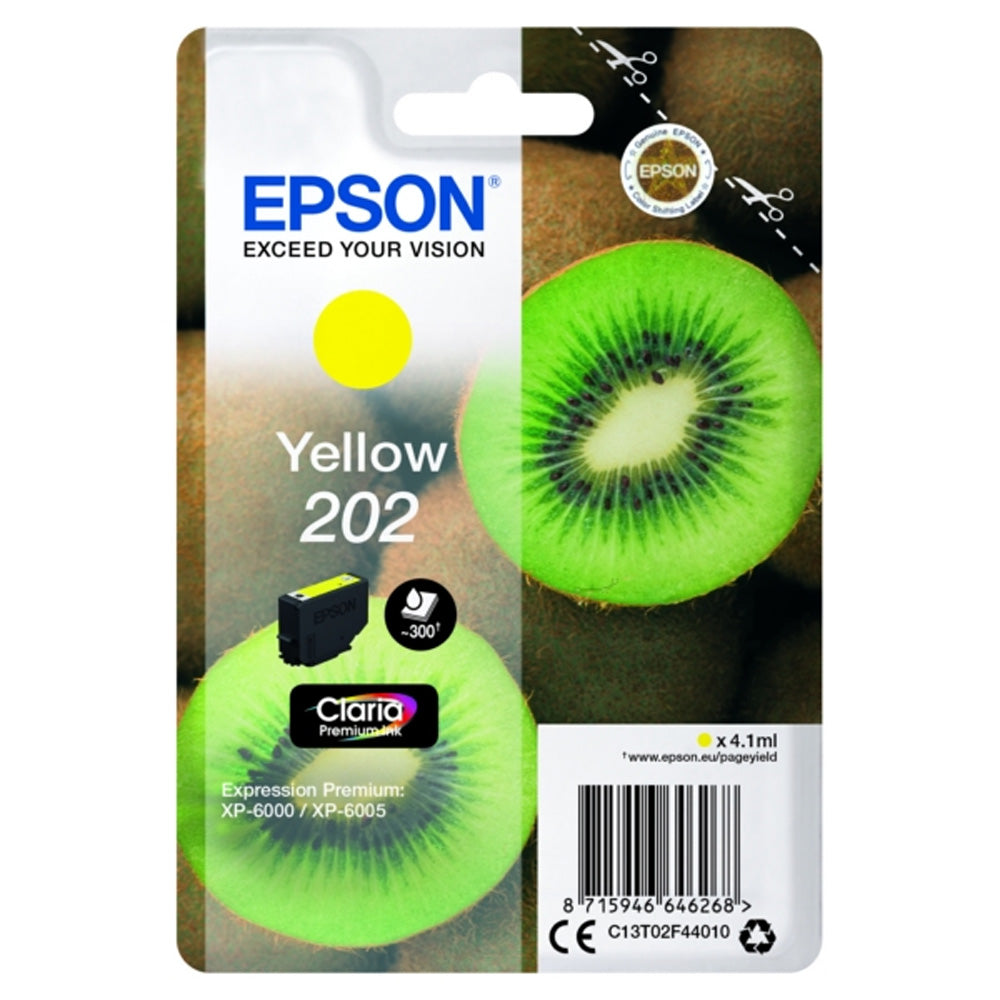 Epson 202 cartouche d'encre Jaune authentique C13T02F44010 (TVA incluse)