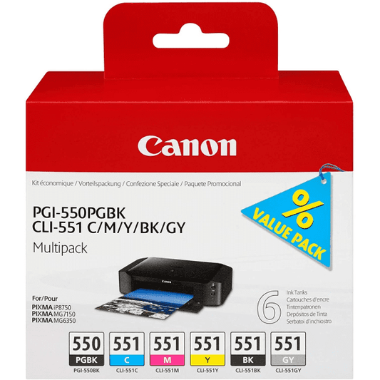 Canon PGI-550PGBK CLI-551 CMYKG multipack, cartouche d'encre authentique - (TVA incluse)