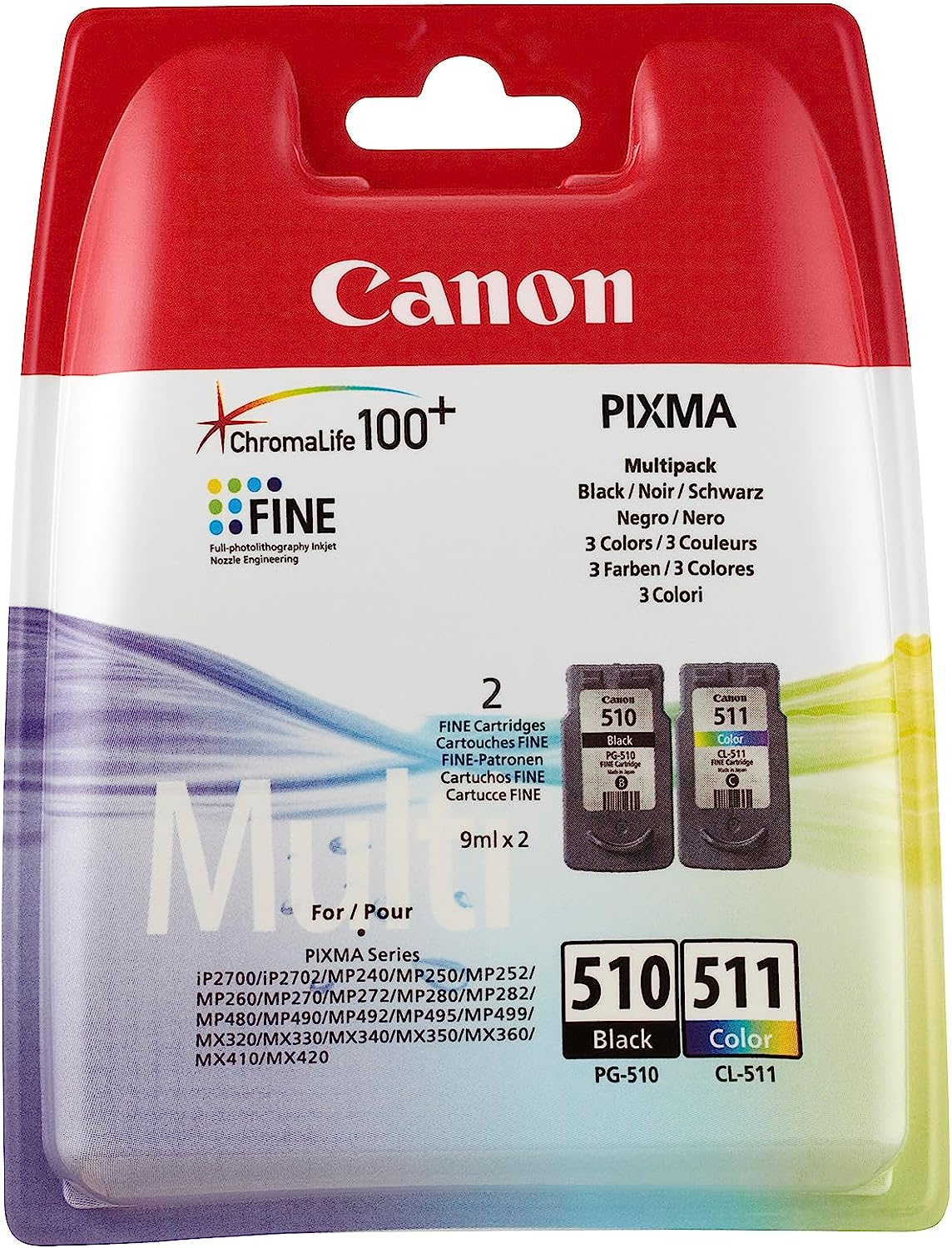 Canon PG-510 CL-511 Twin Pack Cartouche d'encre noire et couleur (TVA incluse)