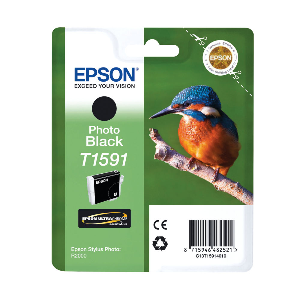 Epson T1591 cartouche d'encre Photo Noire authentique C13T15914010 (TVA incluse)