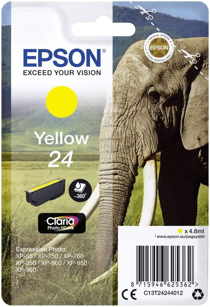 Epson 24 Jaune cartouche d'encre authentique (TVA incluse)
