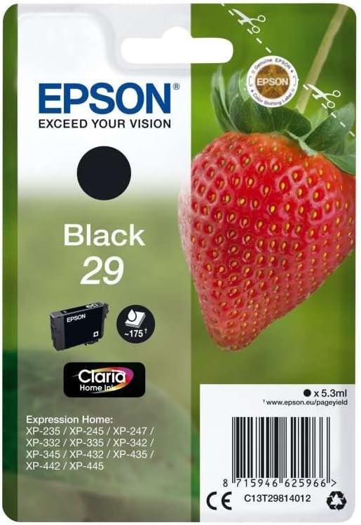 5 x Epson 29 cartouche d'encre Noire authentique C13T29814012 (TVA incluse)