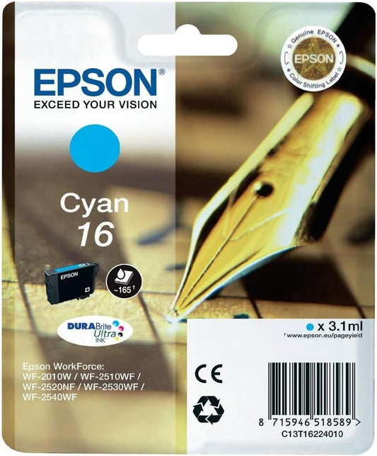 Epson 16 Cyan C13T16224012 cartouche d'encre authentique (TVA incluse)