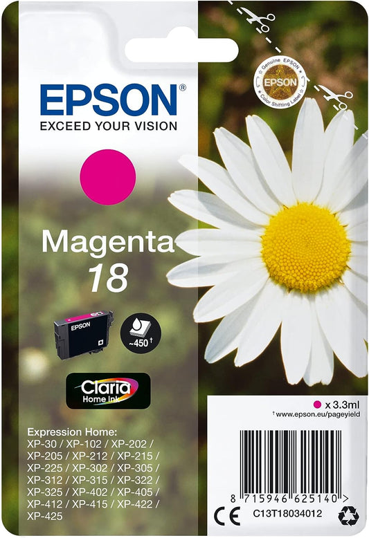 Epson 18 Magenta C13T18034012 cartouche d'encre authentique (TVA incluse)