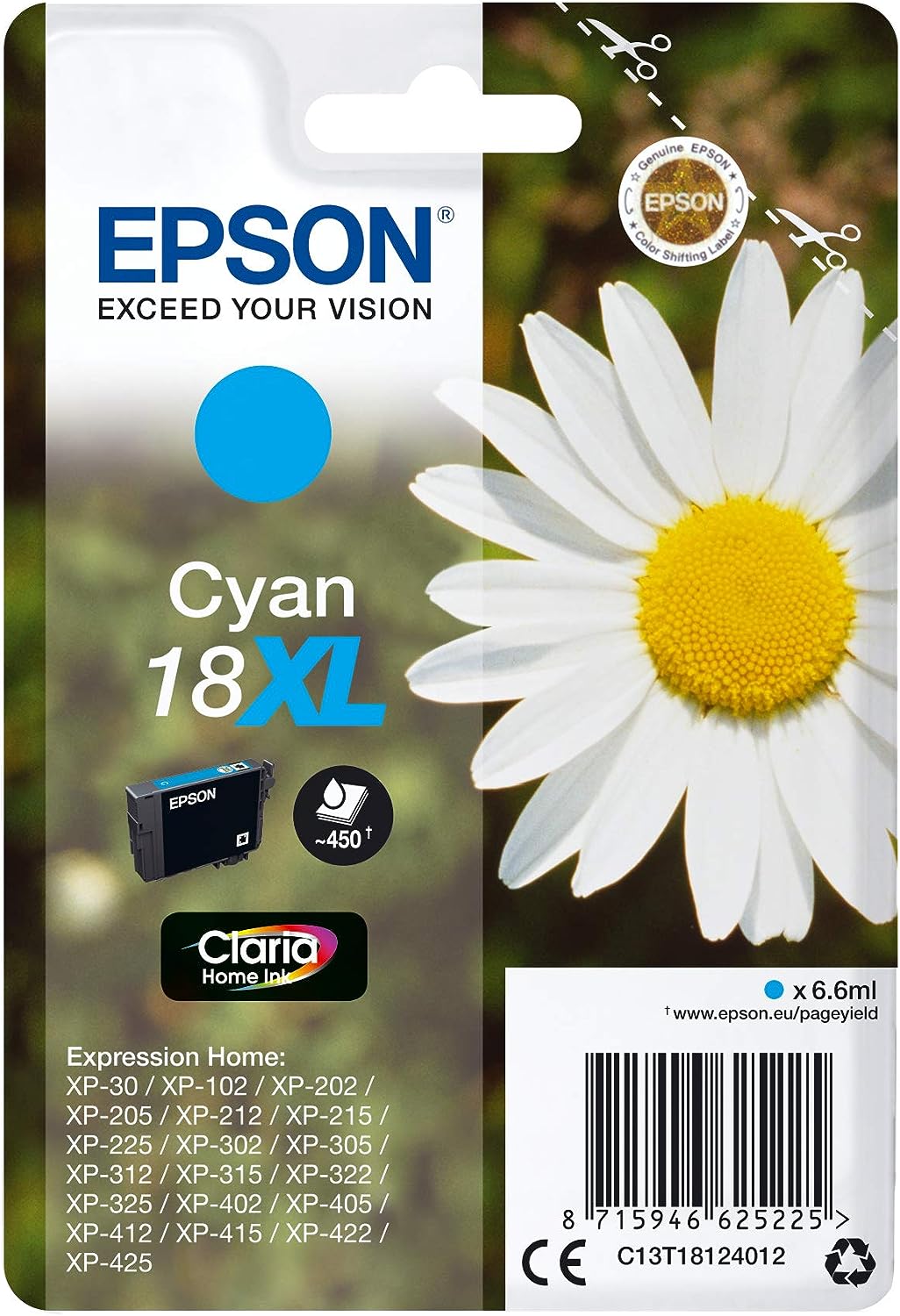 Epson 18XL Cyan C13T18124012 cartouche d'encre authentique (TVA incluse)