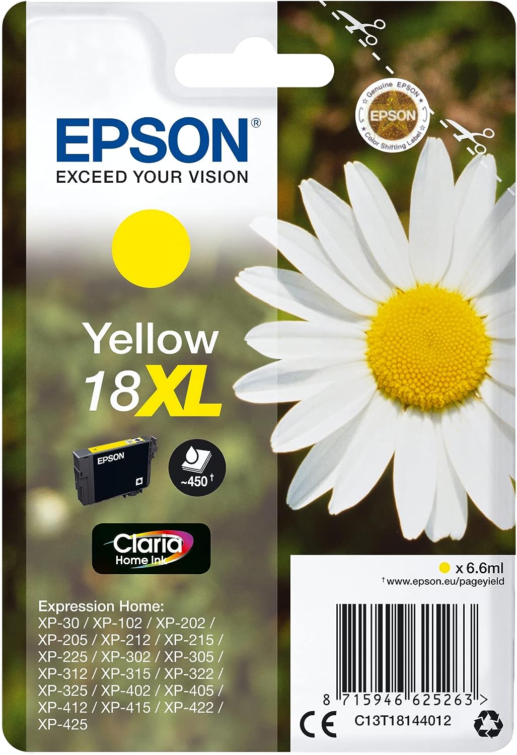 Epson 18XL Jaune C13T18144010 cartouche d'encre authentique (TVA incluse)