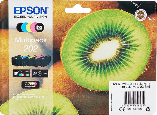 Epson 202 Multipack C13T02E74010 cartouche d'encre authentique CMYK + Photo Noir (TVA incluse)