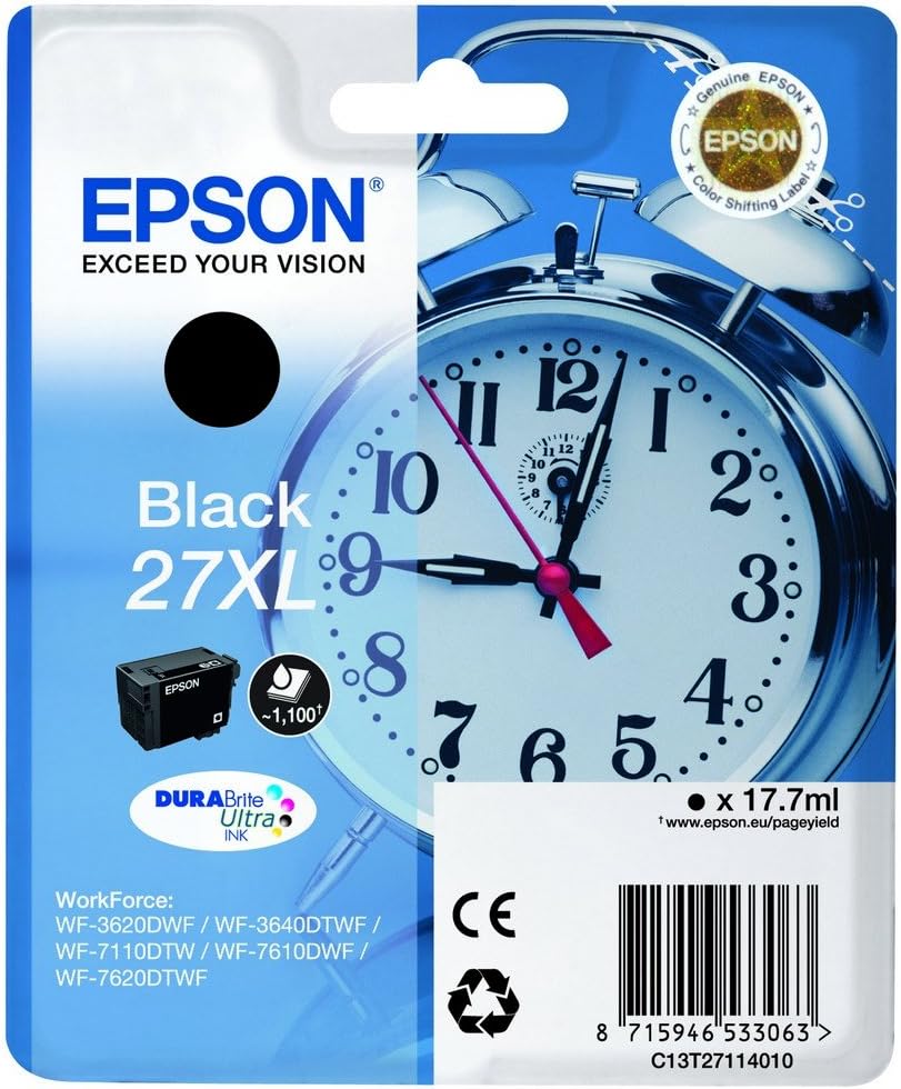 Epson 27XL Noire cartouche d'encre authentique (TVA incluse)