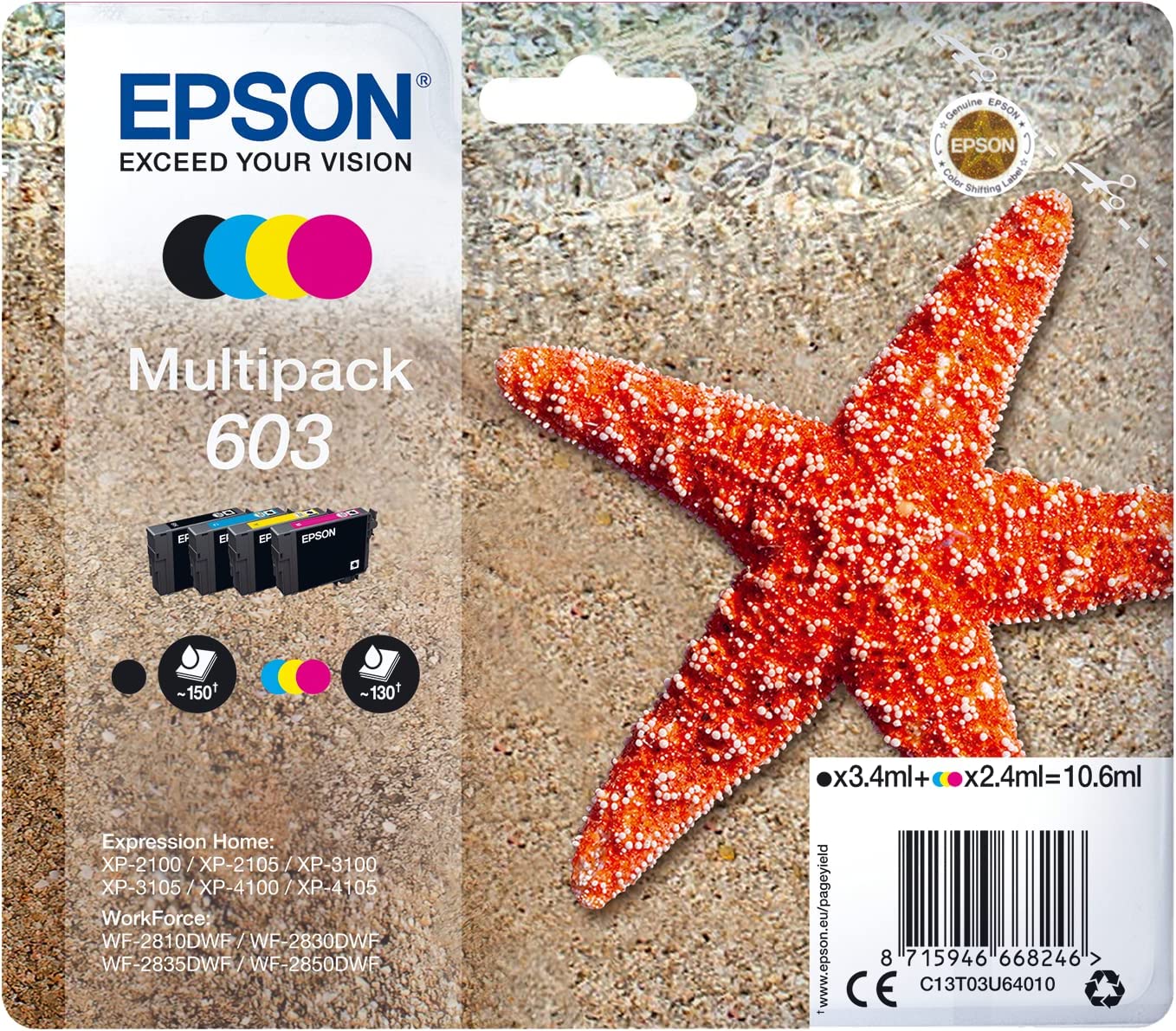 Epson 603 Multipack cartouche d'encre authentique CMYK (TVA incluse)