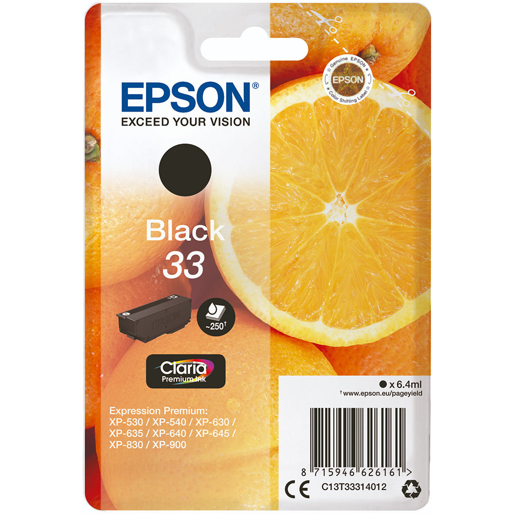 Epson 33 cartouche d'encre Noire authentique C13T33314012 (TVA incluse)