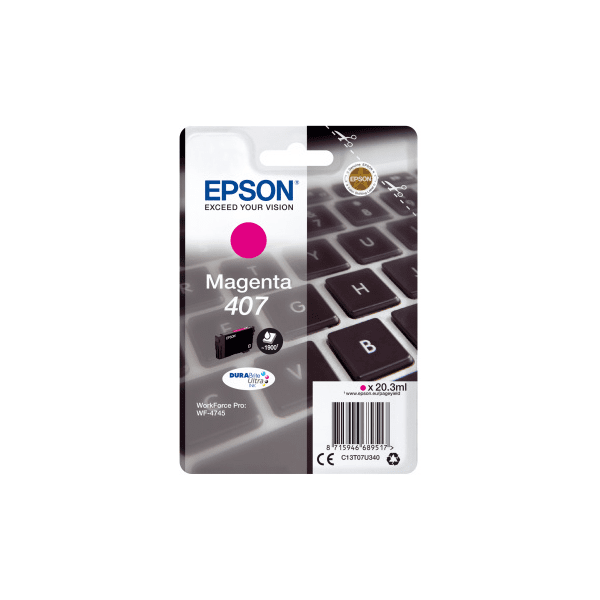 Epson 407 cartouche d'encre Magenta authentique C13T07U340 (TVA incluse)