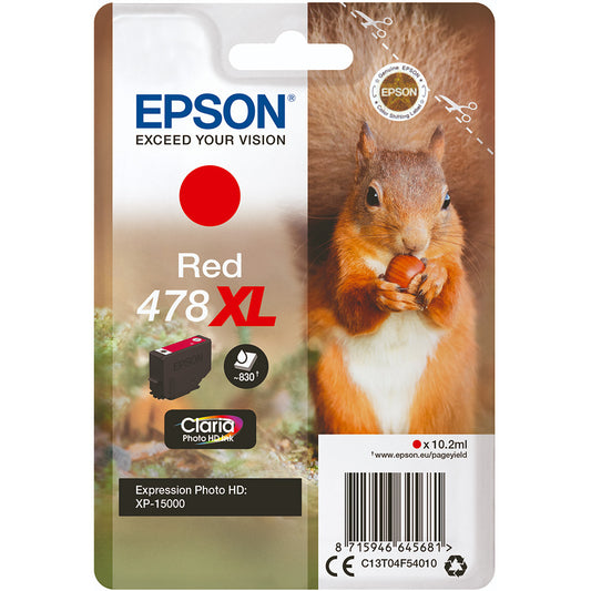 Epson 478XL cartouche d'encre Rouge authentique haute capacité C13T04F54010 (TVA incluse)