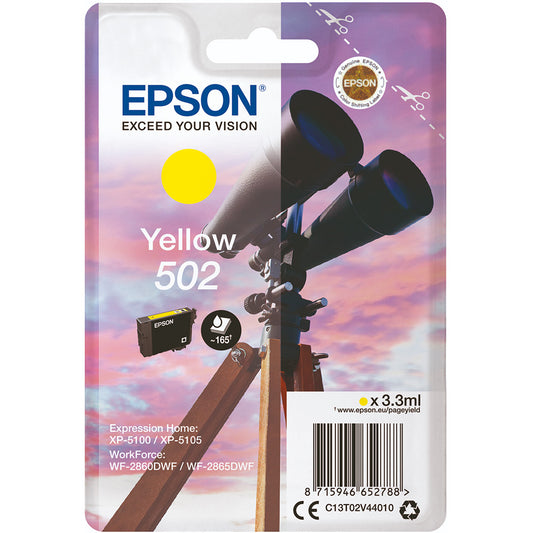 Epson 502 cartouche d'encre Jaune authentique C13T02V44010 (TVA incluse)