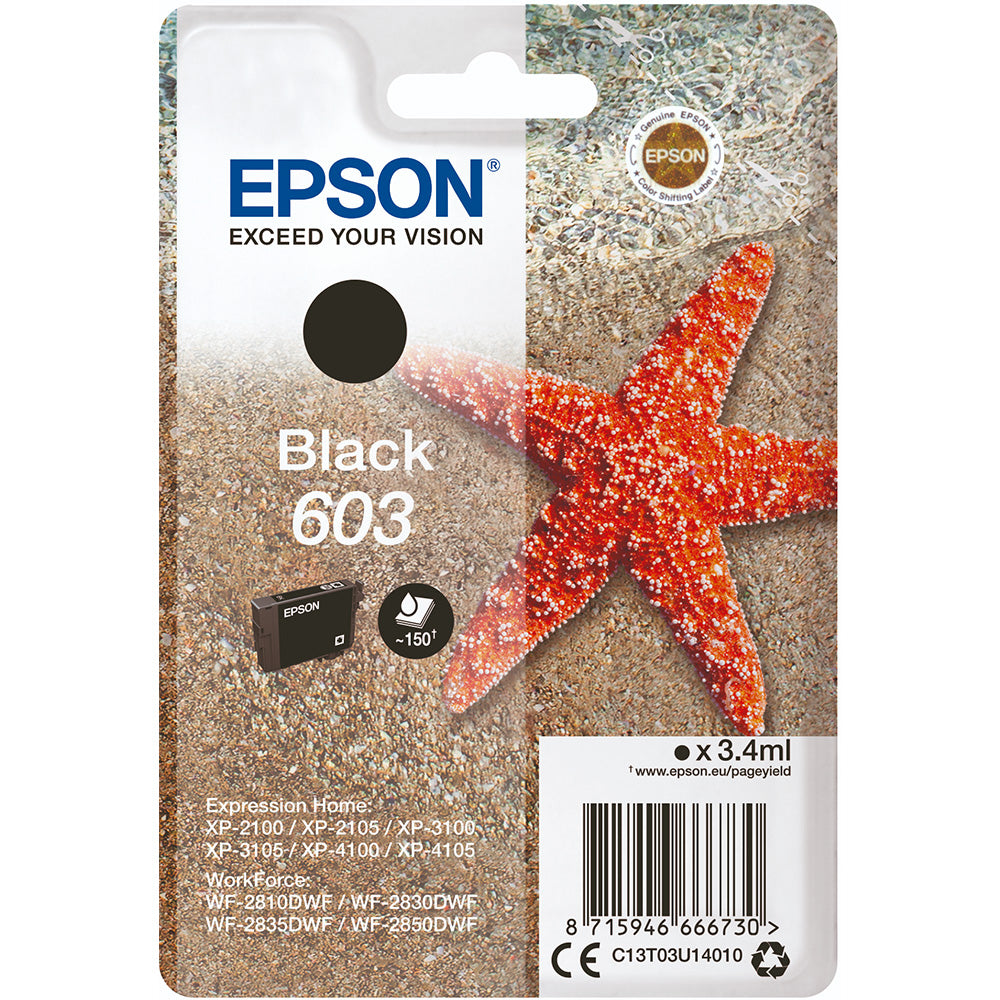 Epson 603 cartouche d'encre Noire authentique C13T03UI4010 (TVA incluse)