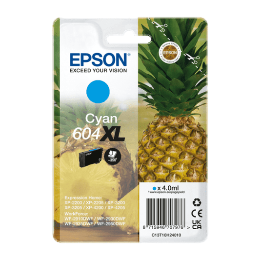 Epson 604XL cartouche d'encre Cyan authentique C13T10H24010 (TVA incluse)