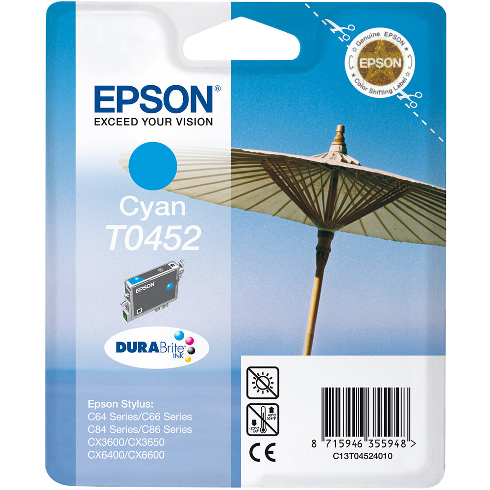 Epson T0452 cartouche d'encre Cyan authentique C13T04524010 (TVA incluse)