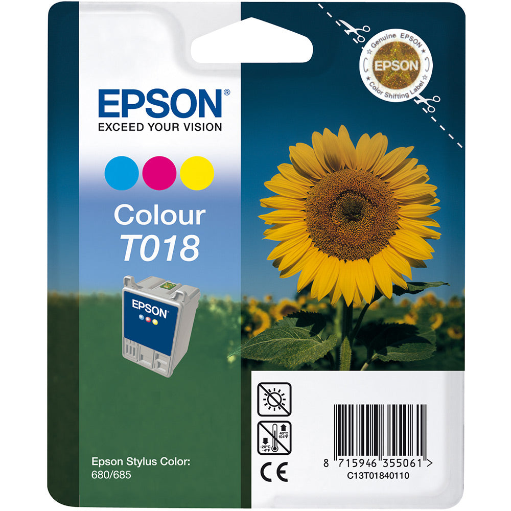 Epson T018 cartouche d'encre Couleur authentique C13T01840110 (TVA incluse)