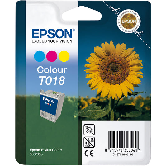 Epson T018 cartouche d'encre Couleur authentique C13T01840110 (TVA incluse)