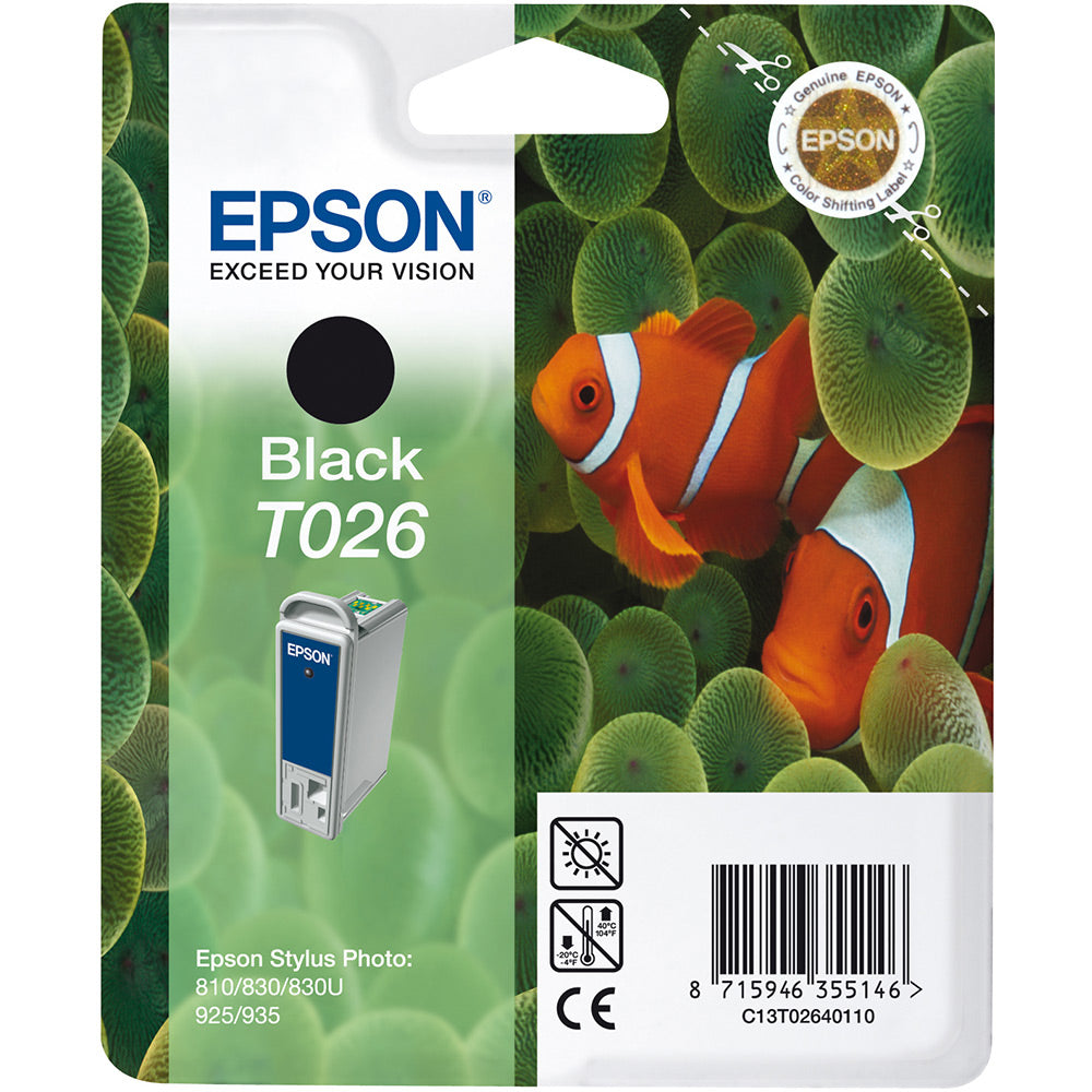 Epson T026 cartouche d'encre Noire authentique C13T02640110 (TVA incluse)