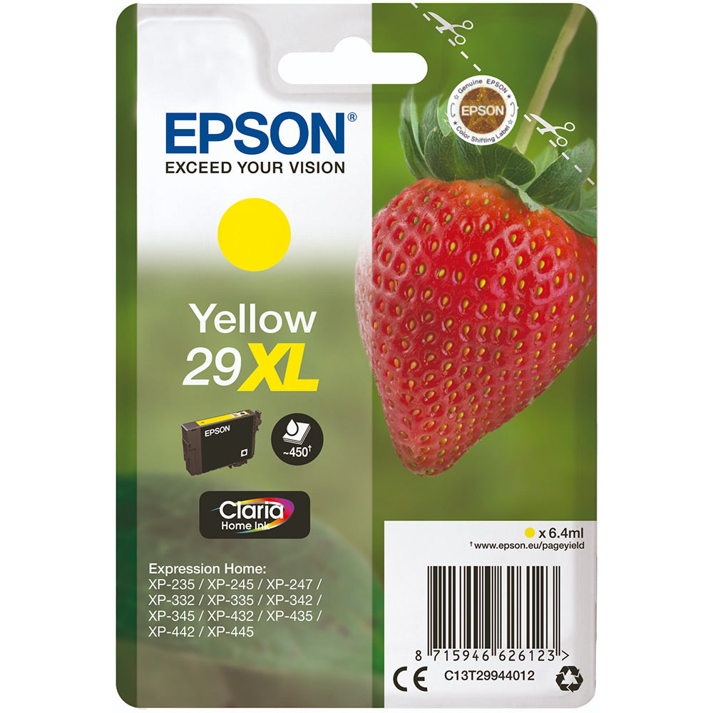 Epson 29XL cartouche d'encre Jaune authentique haute capacité C13T29944012 (TVA incluse)