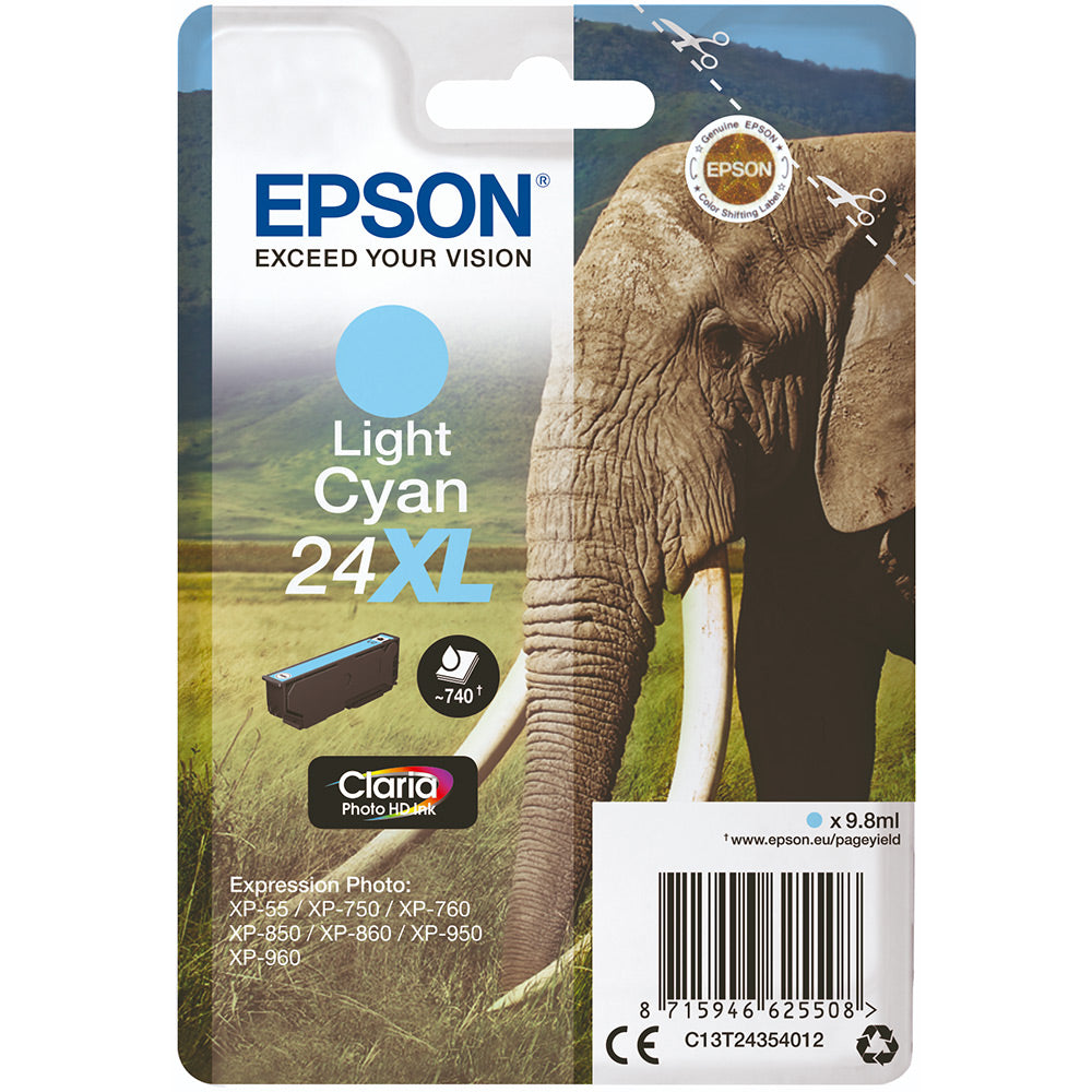 Epson 24XL Cartouche d'encre Cyan clair authentique haute capacité C13T24354012 (TVA incluse)