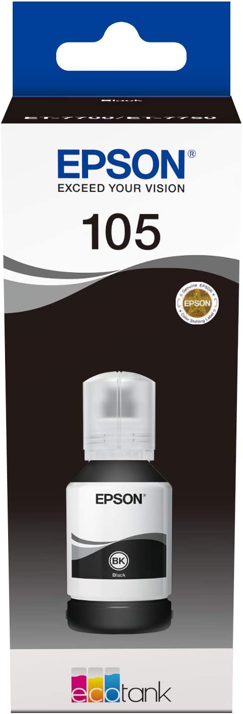 Epson 105 Bouteille d'encre Noire authentique (TVA incluse)