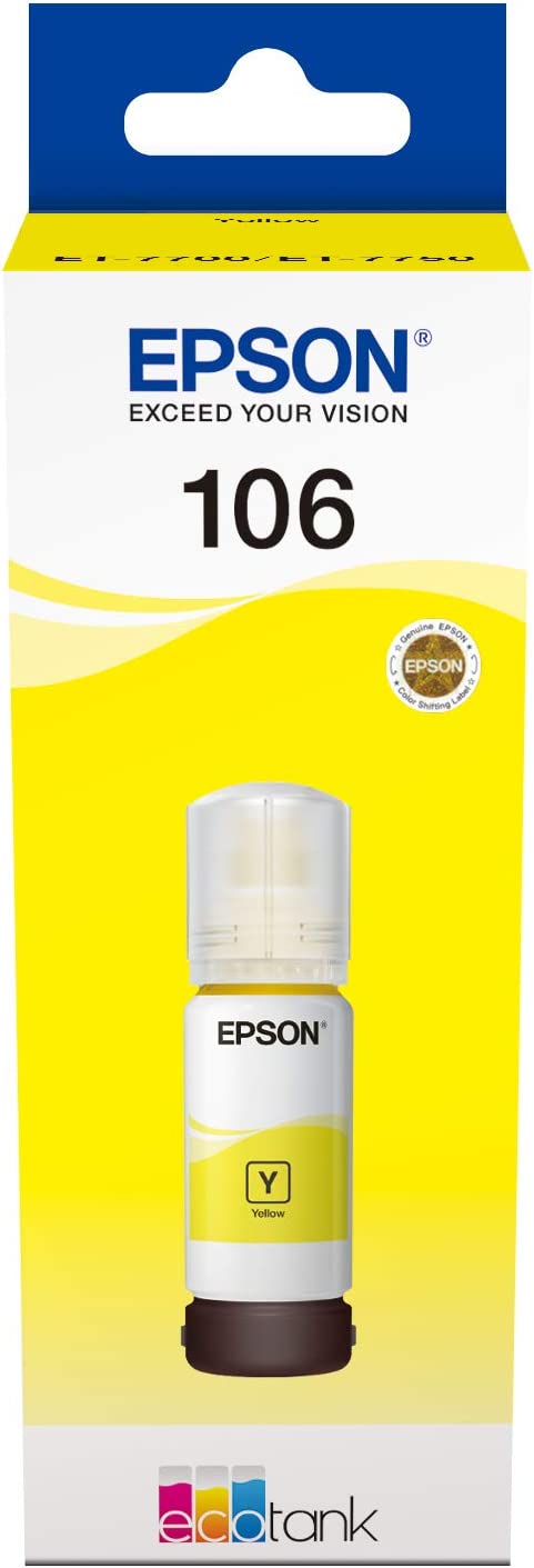 Epson 106 Bouteille d'encre Jaune authentique (TVA incluse)