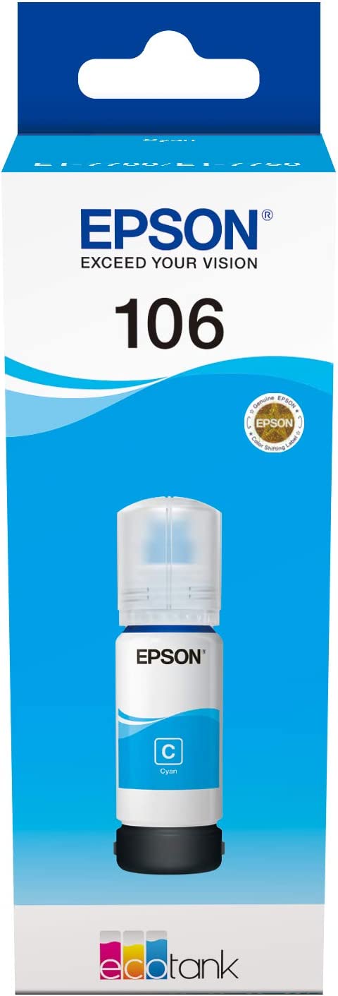 Epson 106 Bouteille d'encre Cyan authentique (TVA incluse)