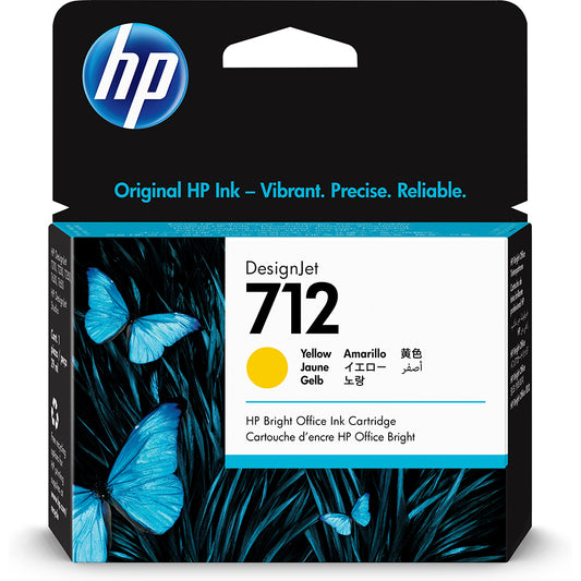 HP 712 cartouche d'encre Jaune authentique 3ED69A (TVA incluse)