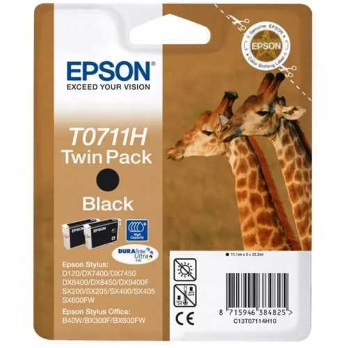 Epson T0711H Twin pack C13T07114H10 cartouche d'encre authentique Noir (TVA incluse)