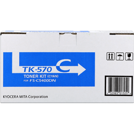 Kyocera TK-570C (1T02HGCEU0) Cartouche de toner Cyan authentique (TVA incluse)