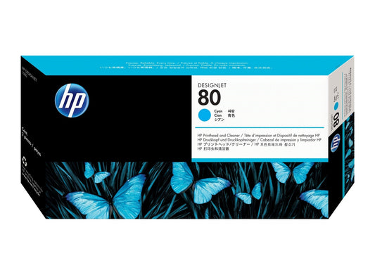 HP 80 Tête d'impression et Despositif de nettoyage Cyan authentique (TVA incluse)