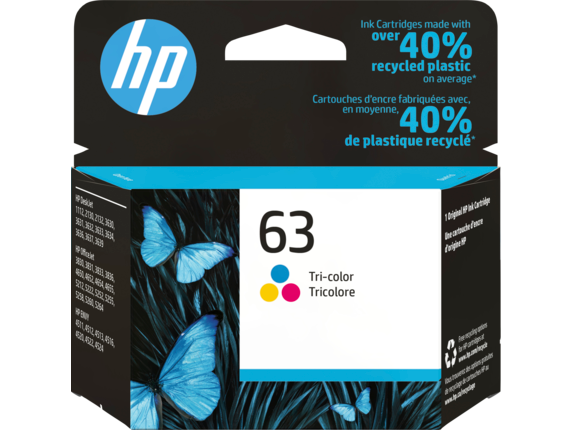 HP 63 cartouche d'encre Tricolore authentique F6U61AN (TVA incluse)