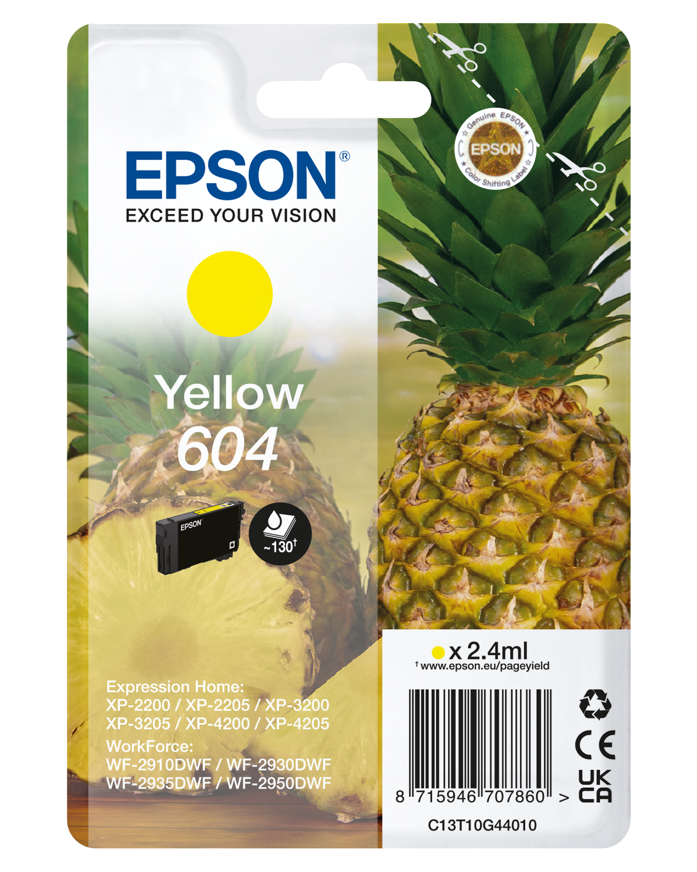 Epson 604 cartouche d'encre Jaune authentique C13T10G44010 (TVA incluse)