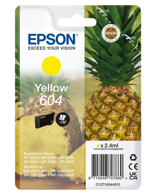 Epson 604 cartouche d'encre Jaune authentique C13T10G44010 (TVA incluse)