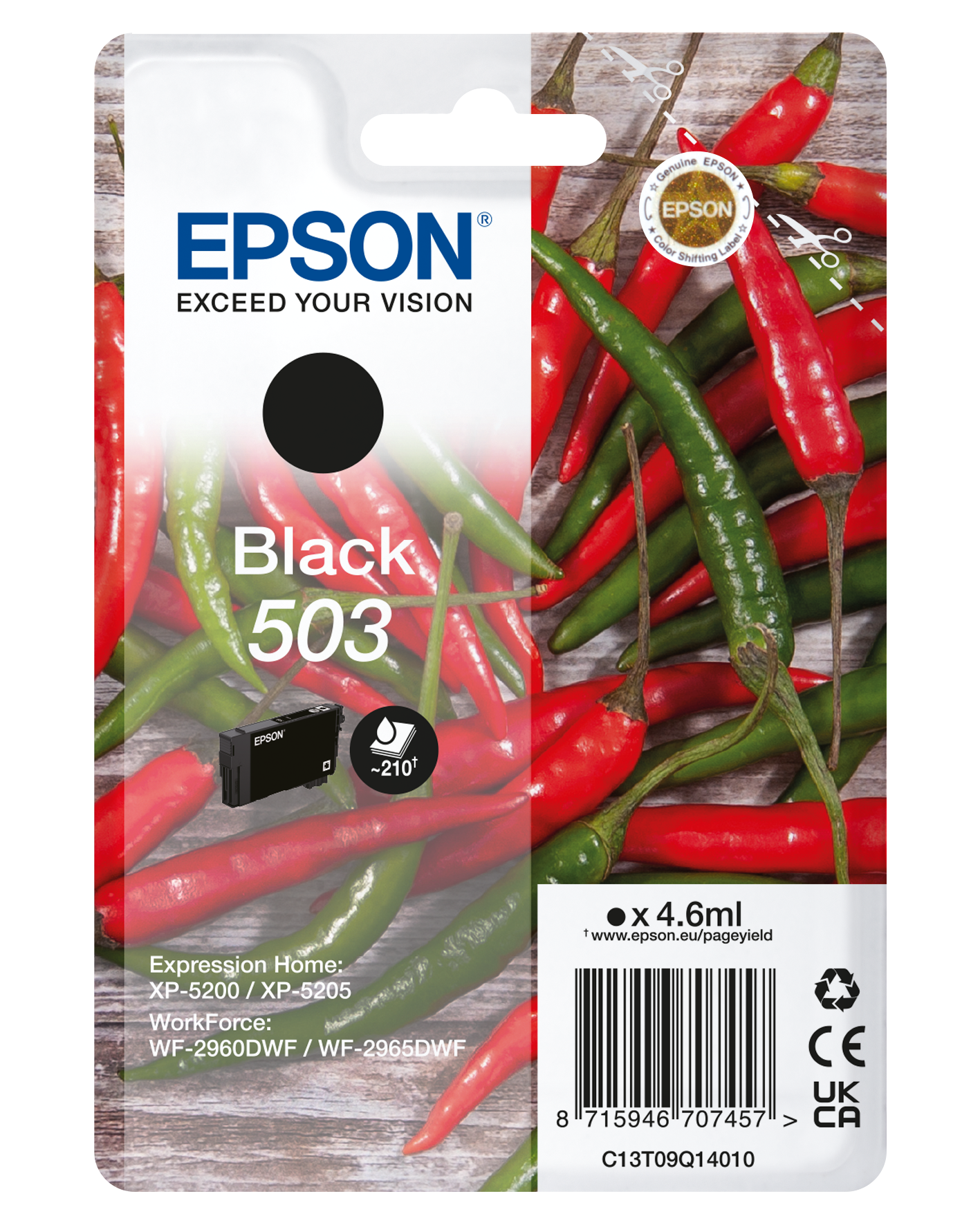 Epson 503 cartouche d'encre Noire authentique (TVA incluse)