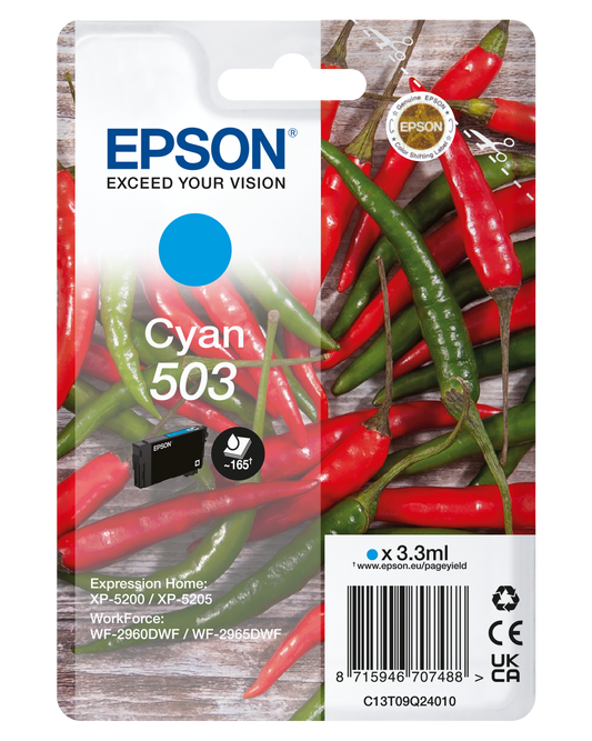 Epson 503 cartouche d'encre Cyan authentique (TVA incluse)