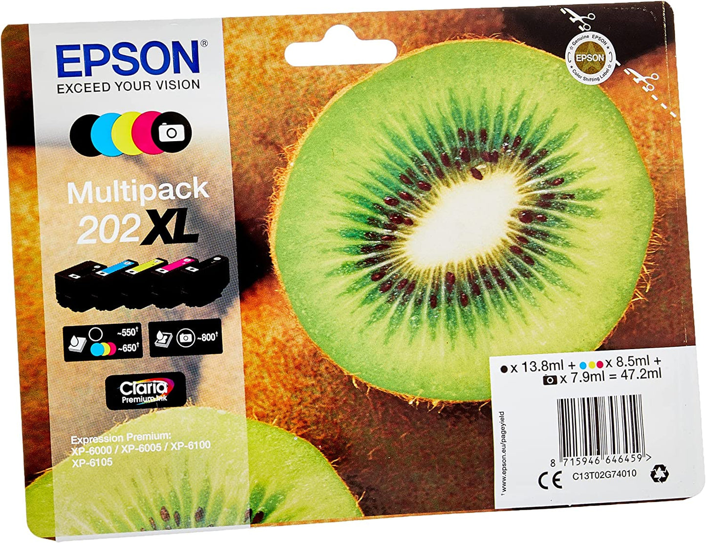 Epson 202XL Multipack C13T02G74010 cartouche d'encre authentique CMYK + Photo Noir (TVA incluse)