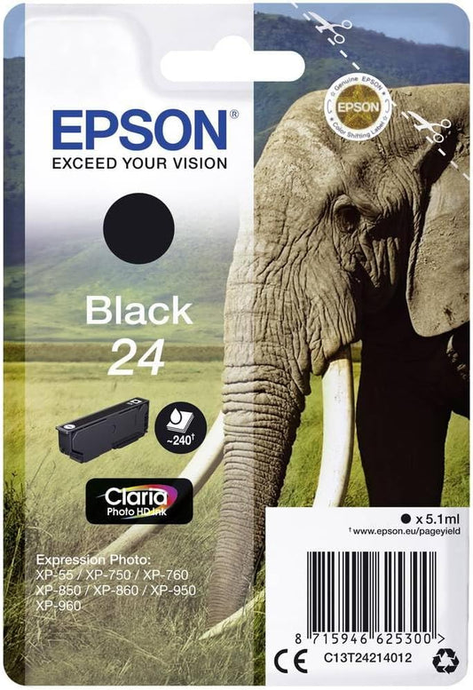 Epson 24 Noir cartouche d'encre authentique (TVA incluse)