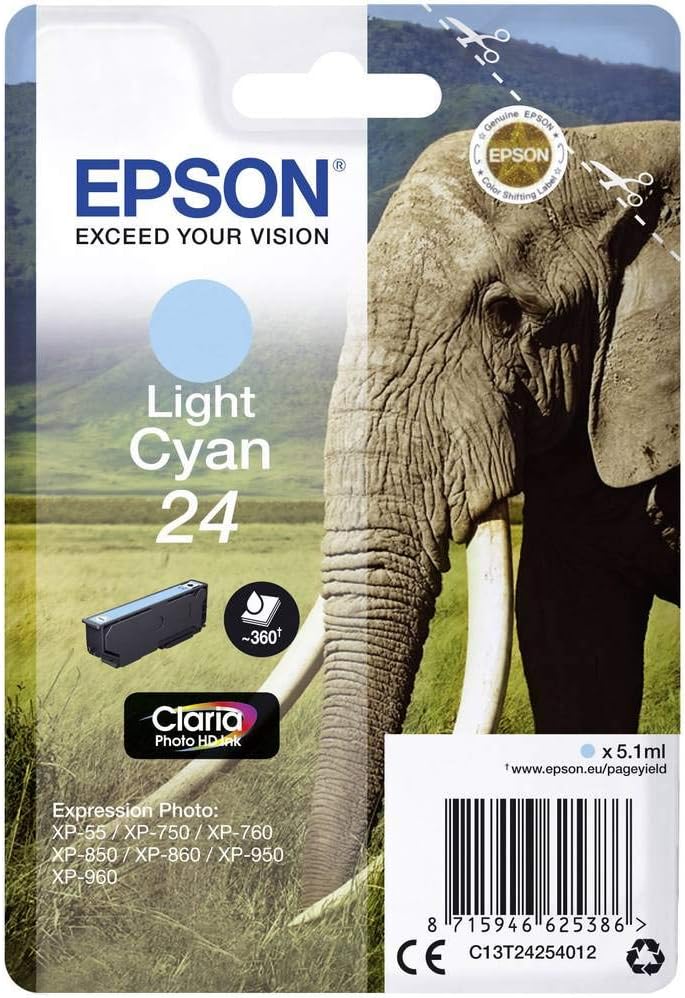 Epson 24 Cyan Clair cartouche d'encre authentique (TVA incluse)