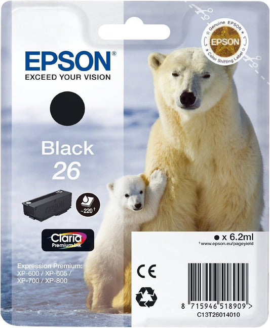 Epson 26 noir cartouche d'encre authentique (TVA incluse)